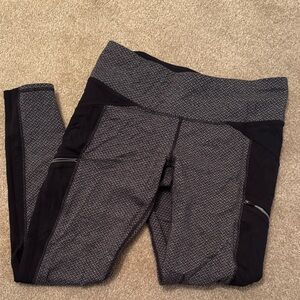 Athleta Black and Gray Textured Leggings